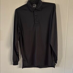 Black Long-Sleeve Polo Shirt with Smooth Finish